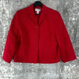 Pendleton Size 14 Career Cotton Notched Blazer Jacket Red Long Sleeve Lined